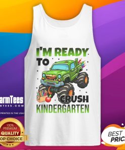 Alt Text: Child wearing Awesome I'm Ready to Crush Kindergarten Monster Truck Tank Top, showcasing vibrant design and playful spirit.