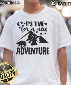 Alt Text: Awesome It's Time for a New Adventure T-Shirt featuring a vibrant design perfect for travel enthusiasts.