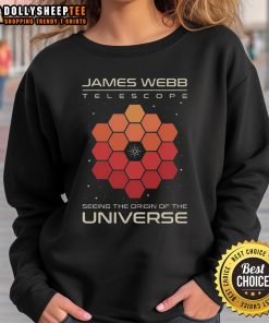 Awesome James Webb Telescope sweatshirt featuring a cosmic design inspired by the origins of the universe.