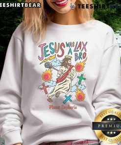 Awesome Jesus Was A Lax Bro lacrosse sweatshirt in vibrant colors, perfect for lacrosse fans and casual wear.