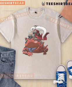 Alt Text: Awesome Jiraiya and Gamabunta design on a Naruto washed t-shirt, perfect for anime fans and collectors.
