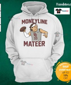 Alt Text: Awesome John Mateer Moneyline Oklahoma Sooners hoodie featuring vibrant team colors and logo for fans.
