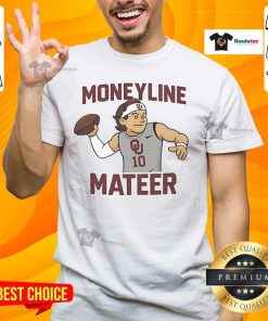 Awesome John Mateer Moneyline Oklahoma Sooners T-Shirt featuring bold graphics and vibrant colors for fans.