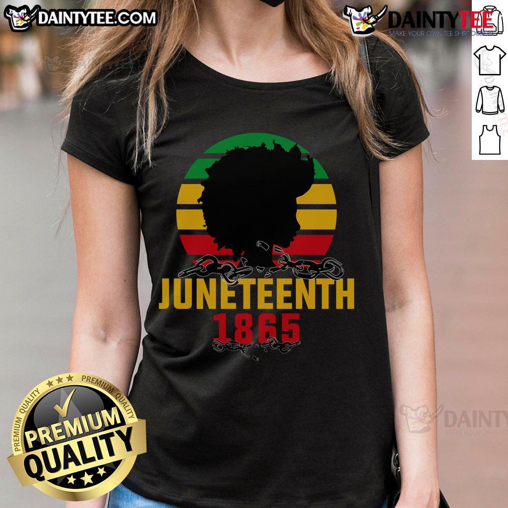 Awesome Juneteenth 1865 Vintage Retro Sunset Ladies Tee Vintage retro sunset design on an Awesome Juneteenth 1865 ladies tee, celebrating freedom and heritage.