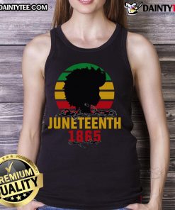 Alt Text: Vintage retro sunset tank top celebrating Juneteenth 1865, featuring bold colors and a stylish design for summer wear.