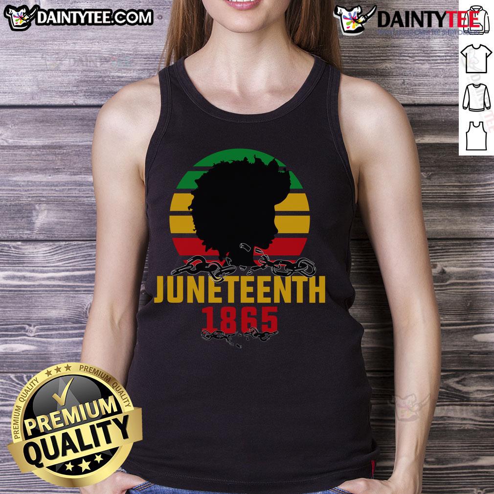 Awesome Juneteenth 1865 Vintage Retro Sunset Tank Top Alt Text: Vintage retro sunset tank top celebrating Juneteenth 1865, featuring bold colors and a stylish design for summer wear.