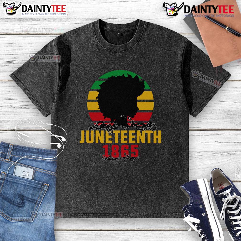 Awesome Juneteenth 1865 Vintage Retro Sunset Washed T Shirt Vintage retro sunset Juneteenth 1865 t-shirt featuring a stylish design celebrating freedom and heritage.