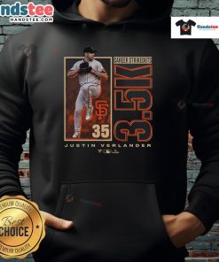 Awesome Justin Verlander San Francisco Giants hoodie celebrating 3500 career strikeouts, perfect for baseball fans.