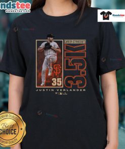 Awesome Justin Verlander San Francisco Giants tee celebrating 3500 career strikeouts, perfect for dedicated fans.
