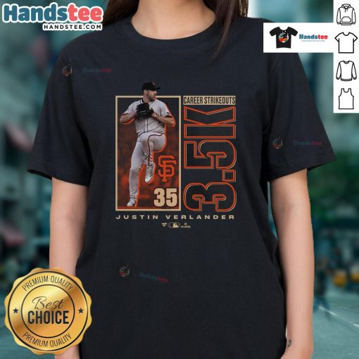 Awesome Justin Verlander San Francisco Giants tee celebrating 3500 career strikeouts, perfect for dedicated fans.