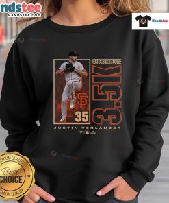 Justin Verlander San Francisco Giants sweatshirt celebrating 3500 career strikeouts, perfect for baseball fans.