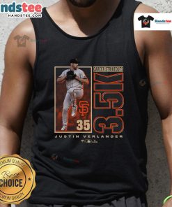 Awesome Justin Verlander San Francisco Giants tank top celebrating 3,500 career strikeouts, perfect for baseball fans.