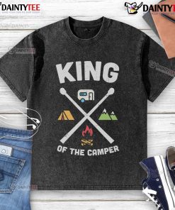 Awesome King of the Camper washed t-shirt in vibrant colors, perfect for camping enthusiasts and casual wear.