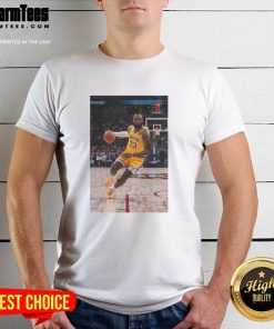 Awesome LeBron Los Angeles Lakers T-shirt featuring number 23 in a dynamic basketball superstar pose.