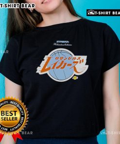 Alt Text: Ladies' Awesome Los Angeles Lakers Hyperfly Katakana Tee for 2025 All-Star Game, featuring vibrant team colors and logo.