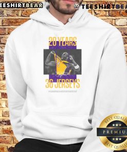 Awesome Los Angeles Lakers Kobe Bryant 20 Years hoodie featuring 36 jerseys design, perfect for Lakers fans and collectors.