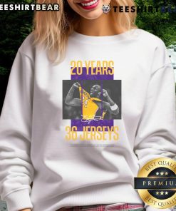 Awesome Los Angeles Lakers Kobe Bryant sweatshirt celebrating 20 years and 36 jerseys, perfect for fans and collectors.