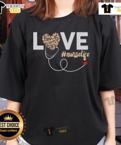 Awesome Love Leopard Print Nurse Life Ladies Tee showcasing stylish design for nurses and healthcare professionals.