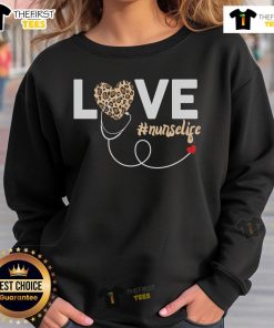 Awesome Love Leopard Print Nurse Life Sweatshirt featuring a stylish leopard pattern, perfect for nurses and healthcare workers.
