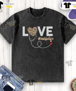 Awesome Love Leopard Print Nurse Life Washed T-Shirt showcasing a stylish design for nurses who love animal prints.