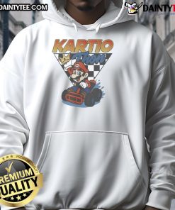 Awesome Mario Kartio-Thon Champ Hoodie featuring vibrant colors and fun graphics for gaming enthusiasts.