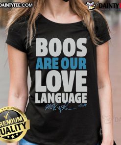 Awesome Max Kepler 'Boos Are Our Love Language' ladies tee featuring stylish design and vibrant colors for fans.