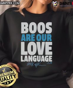 Awesome Max Kepler 'Boos Are Our Love Language' sweatshirt in cozy fabric, perfect for fans and casual wear.