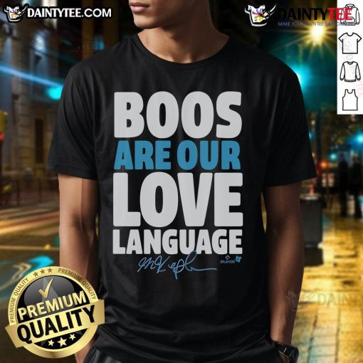 Awesome Max Kepler Boos Are Our Love Language T-Shirt featuring a bold graphic design perfect for baseball fans.