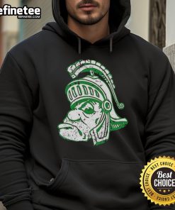 Awesome Michigan State University Spartans Big Head Logo Hoodie featuring vibrant green and white colors, perfect for fans.