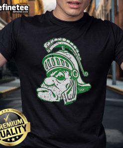 Awesome Michigan State University Spartans Big Head Logo T-Shirt featuring a bold green and white design for fans.