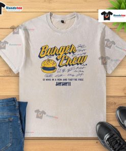 Awesome Milwaukee Burger Crew washed t-shirt featuring a vibrant graphic design, perfect for burger lovers and casual wear.