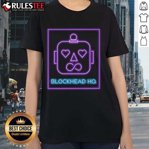 Awesome New Kids On The Block BLOCKHEAD HQ Ladies Tee featuring vibrant design and comfortable fit for fans.
