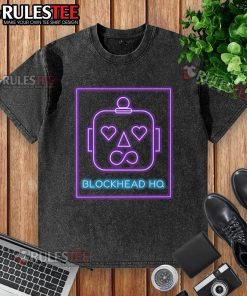 Alt Text: Awesome New Kids On The Block BLOCKHEAD HQ washed t-shirt featuring a vibrant logo and comfortable fit for fans.