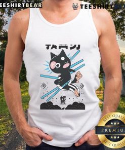Awesome Ninja Cat in Kawaii Anime style wearing a martial arts tank top, perfect for cat lovers and anime fans.