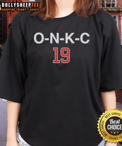 Alt Text: Awesome O N K C 19 Owen Caissie Chicago Cubs Ladies Tee in vibrant blue, perfect for female fans of the Cubs.