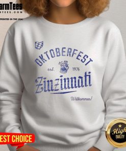Awesome Oktoberfest Zinzinnati Willkommen Est 1976 sweatshirt featuring festive design and vibrant colors.