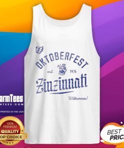 Alt Text: Awesome Oktoberfest Zinzinnati Willkommen Est 1976 tank top featuring festive design and vibrant colors.