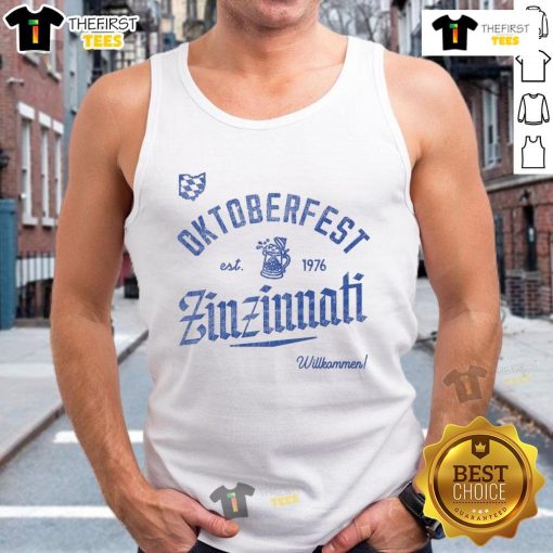 Alt Text: Awesome Oktoberfest Zinzinnati Willkommen tank top featuring festive design, perfect for celebrating Oktoberfest.