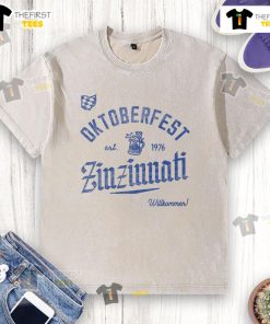Alt Text: Awesome Oktoberfest Zinzinnati Willkommen washed t-shirt featuring vibrant colors and festive design for beer lovers.