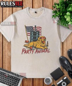 Awesome Party Animal Golden America Washed T-Shirt featuring a vibrant design, perfect for casual outings and celebrations.