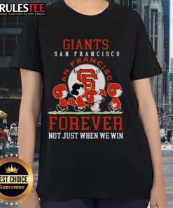Awesome Peanuts Charlie Brown Snoopy San Francisco Giants baseball tee for ladies, celebrating fandom beyond wins.