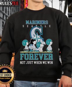 Awesome Peanuts Charlie Brown Snoopy Seattle Mariners baseball sweatshirt, perfect for fans celebrating the team year-round.