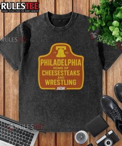 Vintage washed t-shirt featuring the Awesome Philadelphia home of cheesesteaks and wrestling design, perfect for fans.