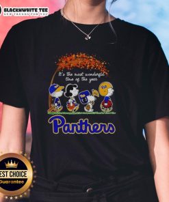 Alt Text: Awesome Pitt Panthers Halloween ladies tee, perfect for celebrating the most wonderful time of the year.