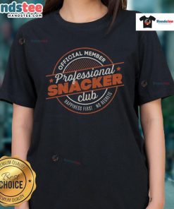 Awesome Professional Snackers Club Ladies Tee featuring a stylish design, perfect for casual outings and snack enthusiasts.