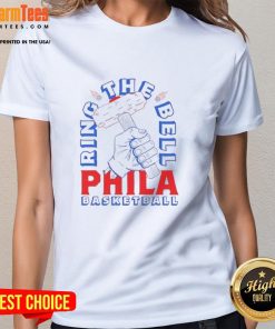 Awesome Ring The Bell Sixers Philadelphia Basketball Ladies Tee featuring vibrant graphics and comfortable fit for fans.