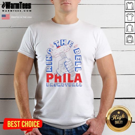Alt Text: Awesome Ring The Bell Sixers Philadelphia Basketball T-Shirt featuring team colors and logo, perfect for fans.