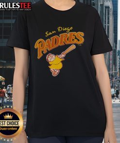 Alt Text: Awesome San Diego Padres mascot featured on a stylish 2025 ladies tee, perfect for game day fashion.