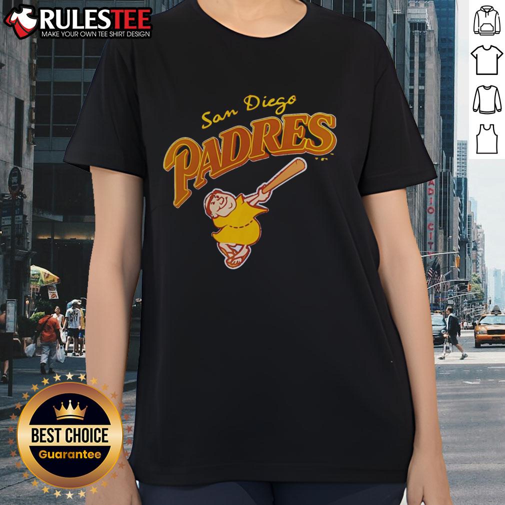 Awesome San Diego Padres Mascot 2025 Ladies Tee Alt Text: Awesome San Diego Padres mascot featured on a stylish 2025 ladies tee, perfect for game day fashion.