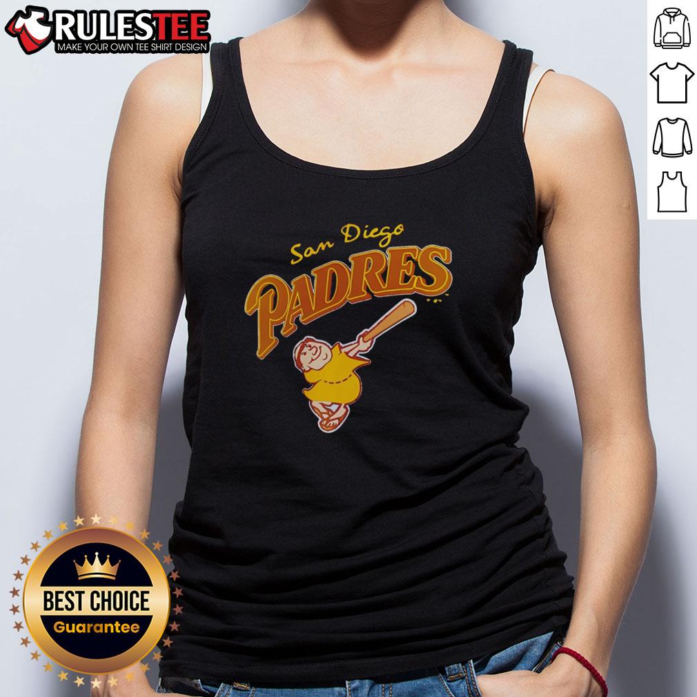 Awesome San Diego Padres Mascot 2025 Tank Top Awesome San Diego Padres mascot in a vibrant tank top celebrating at a baseball game, perfect for fans in 2025.
